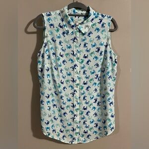 $6💙Bundled Talbots Blue/Green Crab Pattern Tank